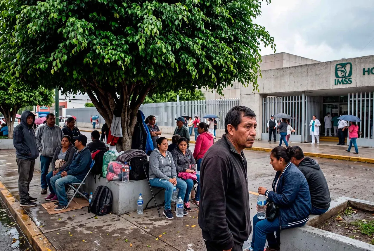 FAMILIAS ESPERAN BAJO UN ÁRBOL FUERA DEL HGZ 2 DEL IMSS EN TUXTLA